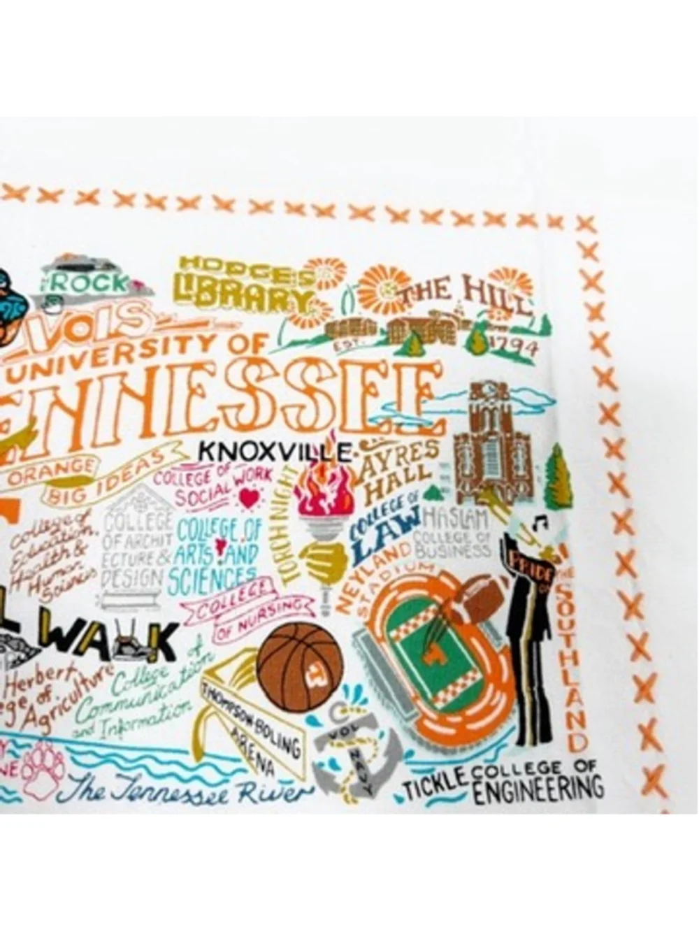 Catstudio UT Tennessee Volunteers Tea Towel Embroidered Cotton Dish Towel NEW